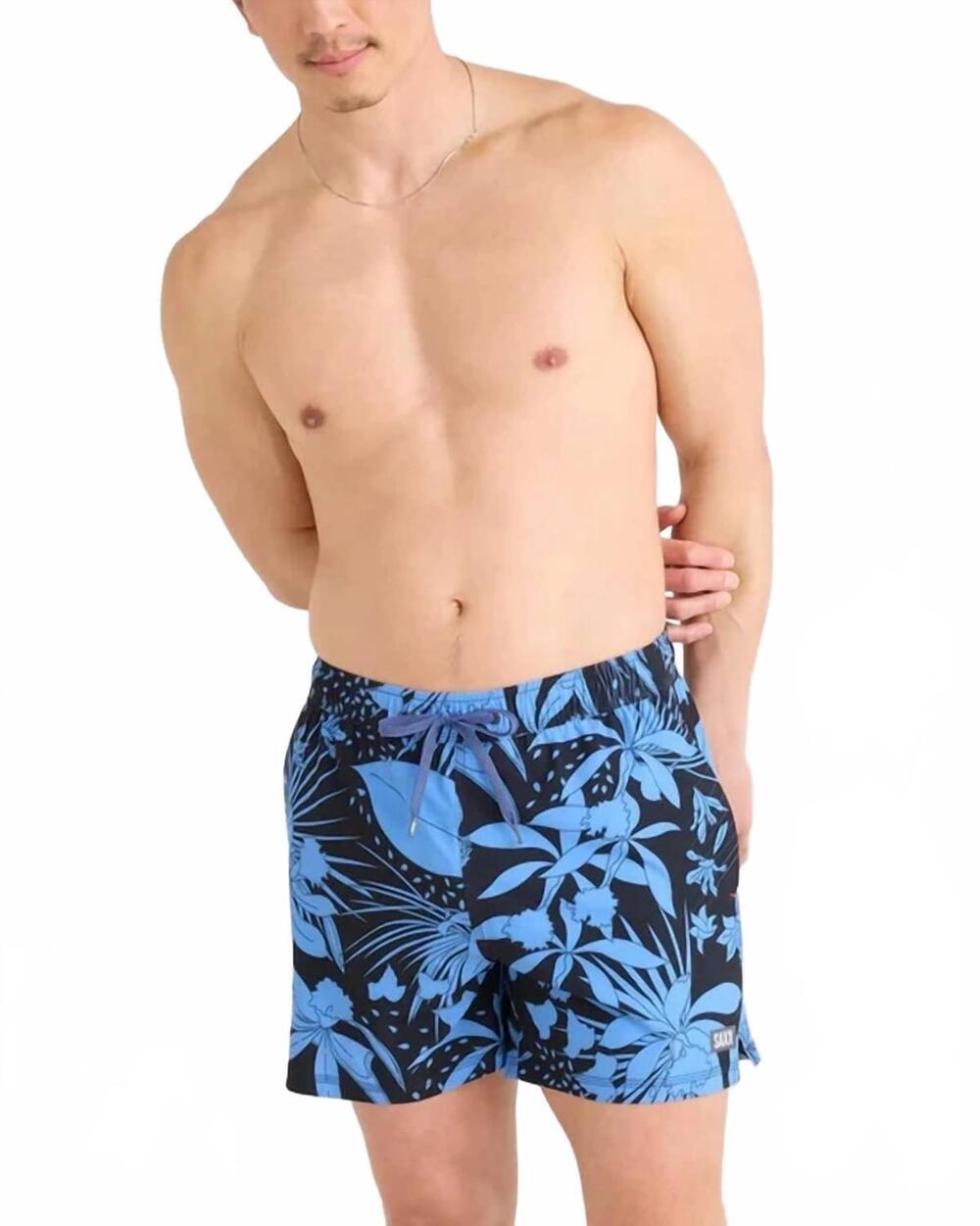 NEW SAXX oh buoy 2n1 volley swim trunks in jungle noir black